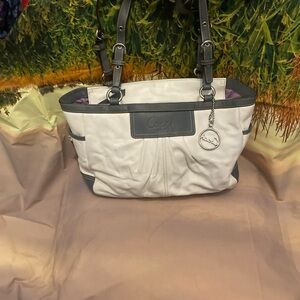 Coach White and Gray Pleated Women's Bag #F13759